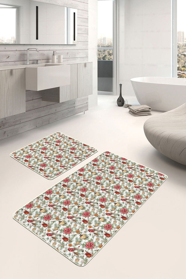 Set di 2 Tappetini da bagno antiscivolo Esme BPS279 Rectangle Multicolore, 100 x 60 cm / 60 x 50 cm (2)