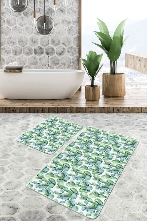 Set di 2 Tappetini da bagno antiscivolo Esme BPS280 Rectangle Multicolore, 100 x 60 cm / 60 x 50 cm