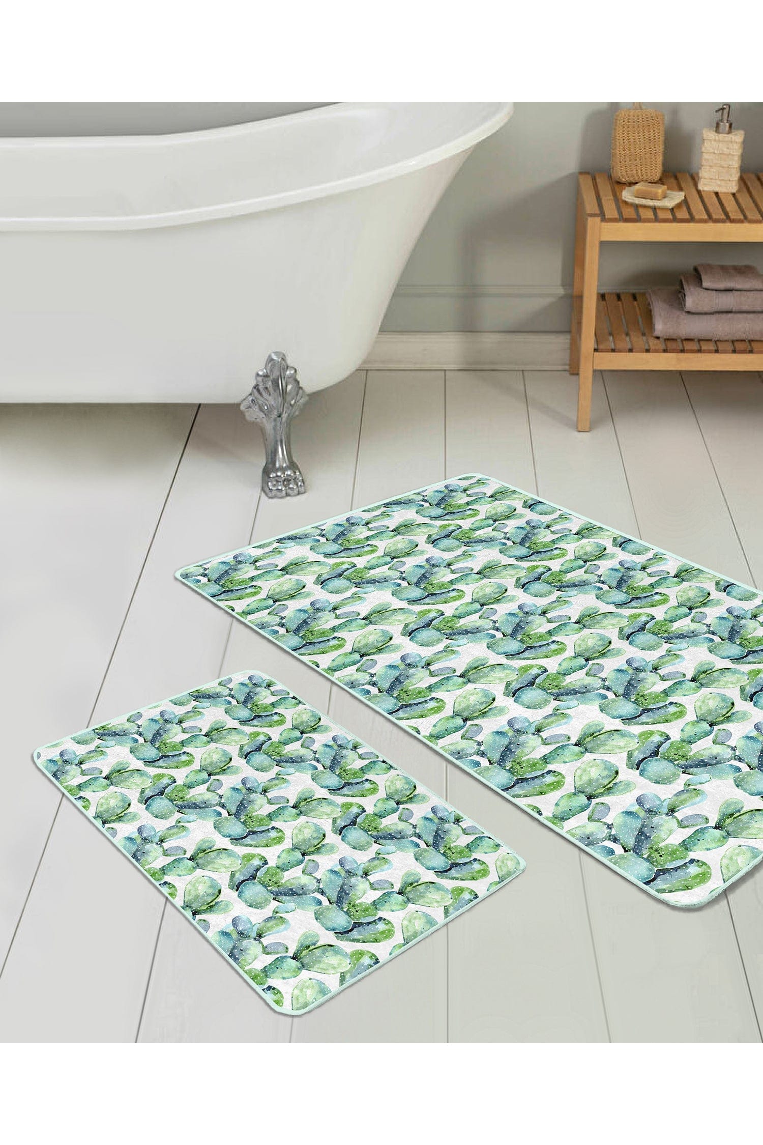 Set di 2 Tappetini da bagno antiscivolo Esme BPS280 Rectangle Multicolore, 100 x 60 cm / 60 x 50 cm (2)