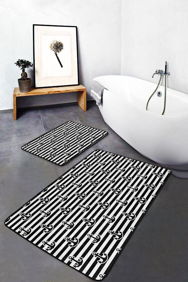 Set di 2 Tappetini da bagno antiscivolo Esme BPS281 Rectangle Multicolore, 100 x 60 cm / 60 x 50 cm (1)