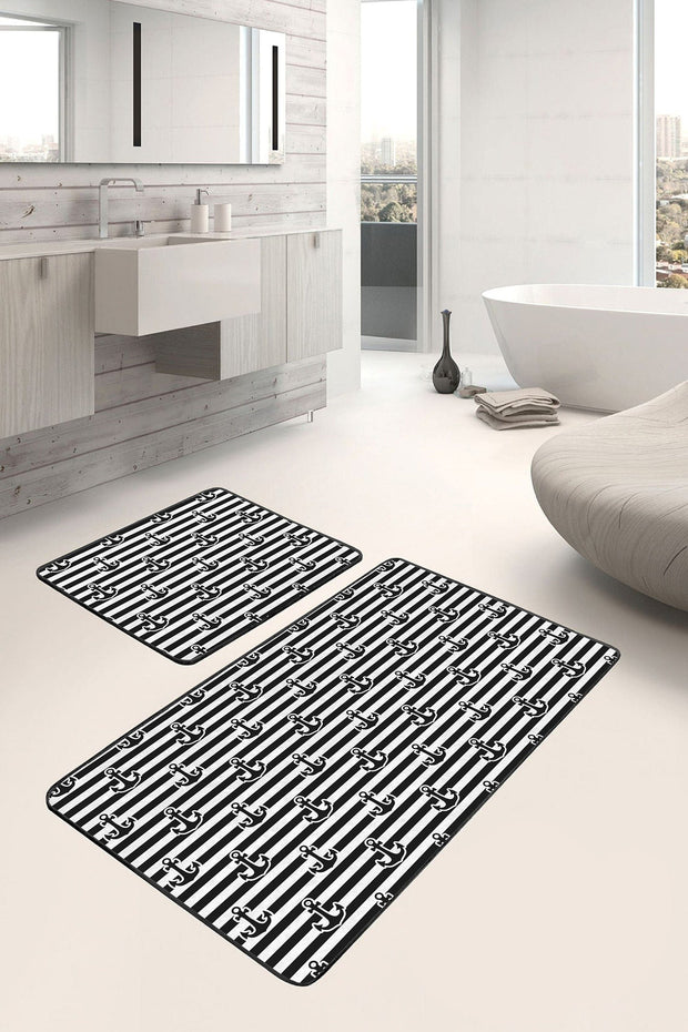 Set di 2 Tappetini da bagno antiscivolo Esme BPS281 Rectangle Multicolore, 100 x 60 cm / 60 x 50 cm (2)