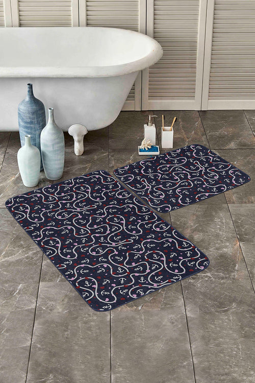 Set di 2 Tappetini da bagno antiscivolo Esme BPS282 Rectangle Multicolore, 100 x 60 cm / 60 x 50 cm