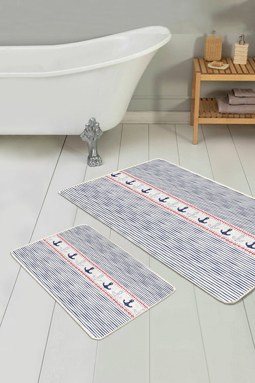 Set di 2 Tappetini da bagno antiscivolo Esme BPS283 Rectangle Multicolore, 100 x 60 cm / 60 x 50 cm (1)