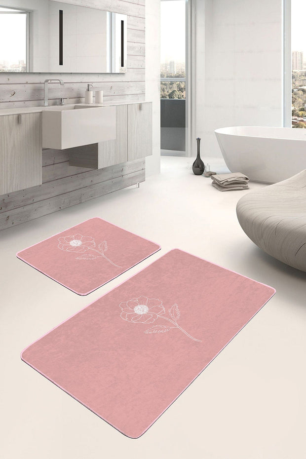 Set di 2 Tappetini da bagno antiscivolo Esme BPS287 Rectangle Multicolore, 100 x 60 cm / 60 x 50 cm (1)
