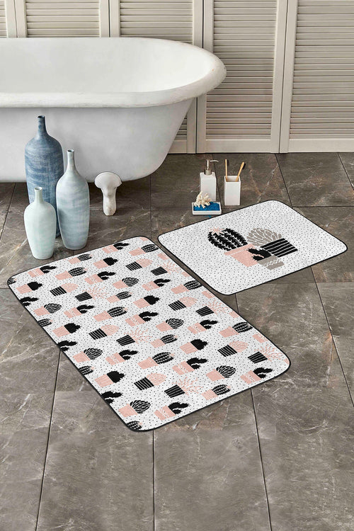 Set di 2 Tappetini da bagno antiscivolo Esme BPS288 Rectangle Multicolore, 100 x 60 cm / 60 x 50 cm