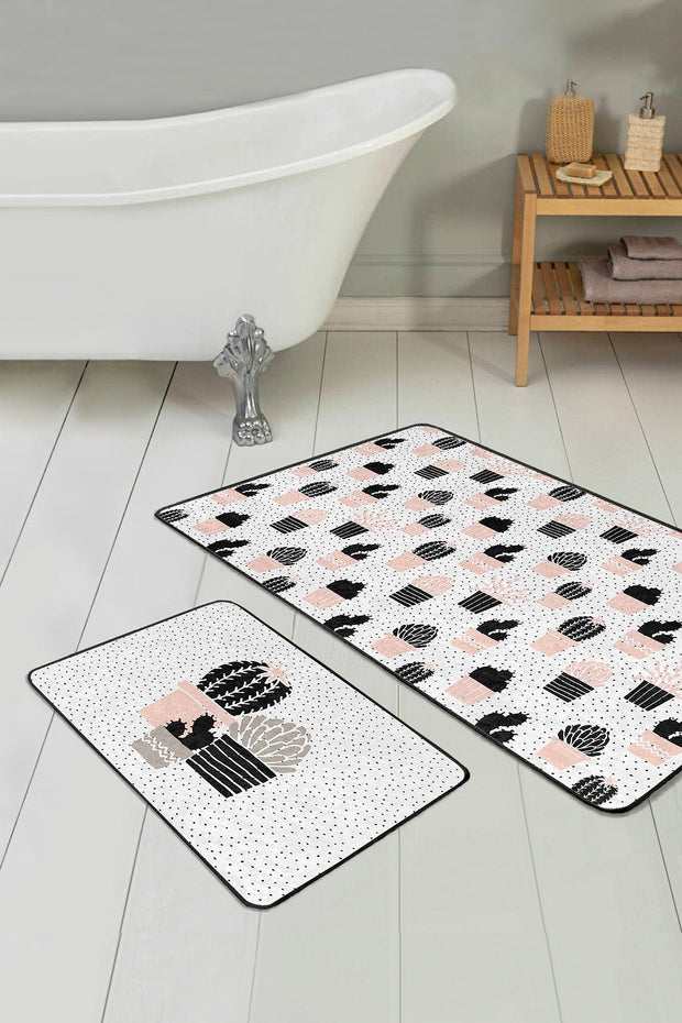 Set di 2 Tappetini da bagno antiscivolo Esme BPS288 Rectangle Multicolore, 100 x 60 cm / 60 x 50 cm (2)