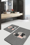Set di 2 Tappetini da bagno antiscivolo Esme BPS289 Rectangle Multicolore, 100 x 60 cm / 60 x 50 cm