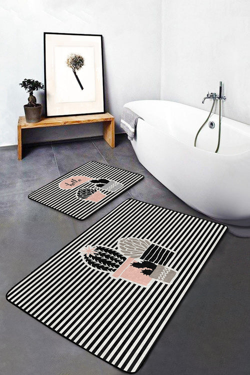 Set di 2 Tappetini da bagno antiscivolo Esme BPS289 Rectangle Multicolore, 100 x 60 cm / 60 x 50 cm (1)