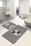 Set di 2 Tappetini da bagno antiscivolo Esme BPS289 Rectangle Multicolore, 100 x 60 cm / 60 x 50 cm (2)