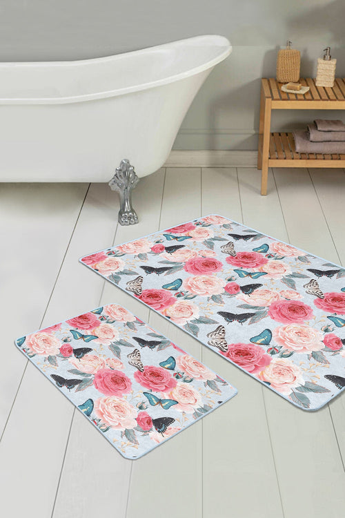 Set di 2 Tappetini da bagno antiscivolo Farah BPS125 Rectangle Multicolore, 100 x 60 cm / 60 x 50 cm