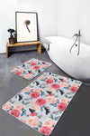 Set di 2 Tappetini da bagno antiscivolo Farah BPS125 Rectangle Multicolore, 100 x 60 cm / 60 x 50 cm (2)