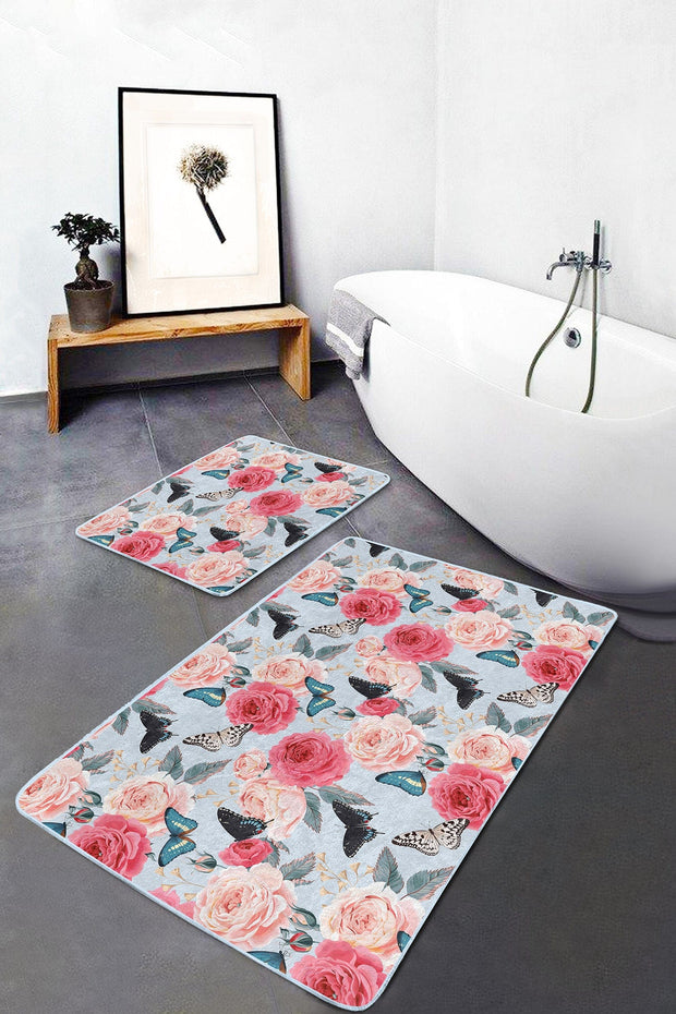 Set di 2 Tappetini da bagno antiscivolo Farah BPS125 Rectangle Multicolore, 100 x 60 cm / 60 x 50 cm (2)