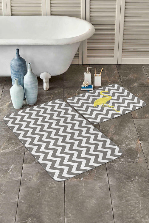 Set di 2 Tappetini da bagno antiscivolo Farah BPS126 Rectangle Multicolore, 100 x 60 cm / 60 x 50 cm