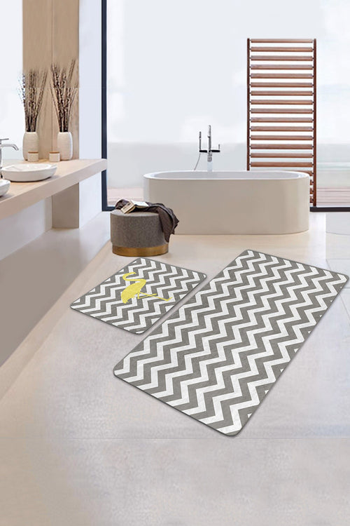 Set di 2 Tappetini da bagno antiscivolo Farah BPS126 Rectangle Multicolore, 100 x 60 cm / 60 x 50 cm (1)