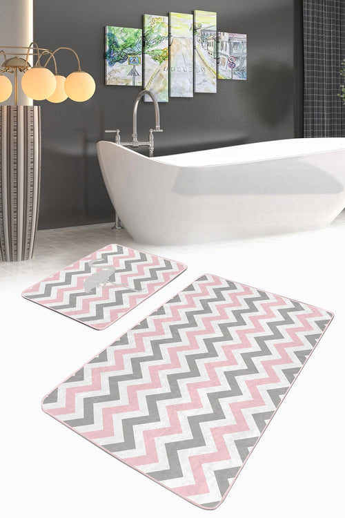 Set di 2 Tappetini da bagno antiscivolo Farah BPS128 Rectangle Multicolore, 100 x 60 cm / 60 x 50 cm (1)