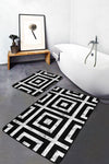 Set di 2 Tappetini da bagno antiscivolo Farah BPS129 Rectangle Multicolore, 100 x 60 cm / 60 x 50 cm