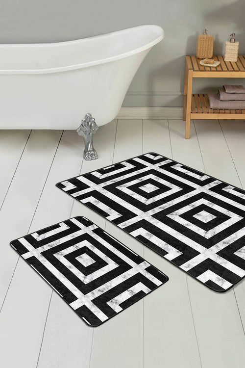 Set di 2 Tappetini da bagno antiscivolo Farah BPS129 Rectangle Multicolore, 100 x 60 cm / 60 x 50 cm (1)
