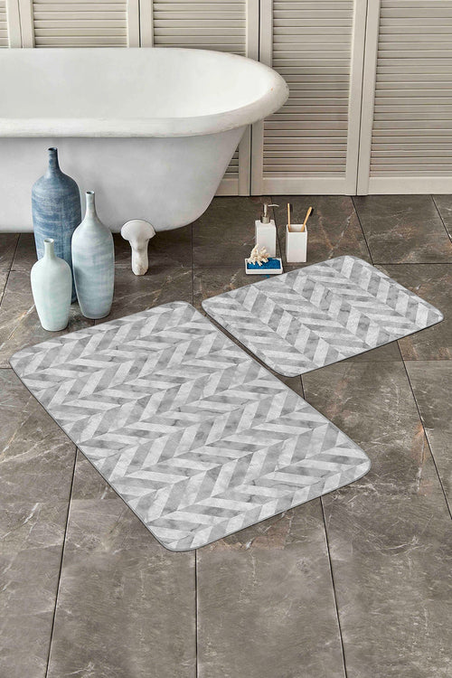 Set di 2 Tappetini da bagno antiscivolo Farah BPS130 Rectangle Multicolore, 100 x 60 cm / 60 x 50 cm