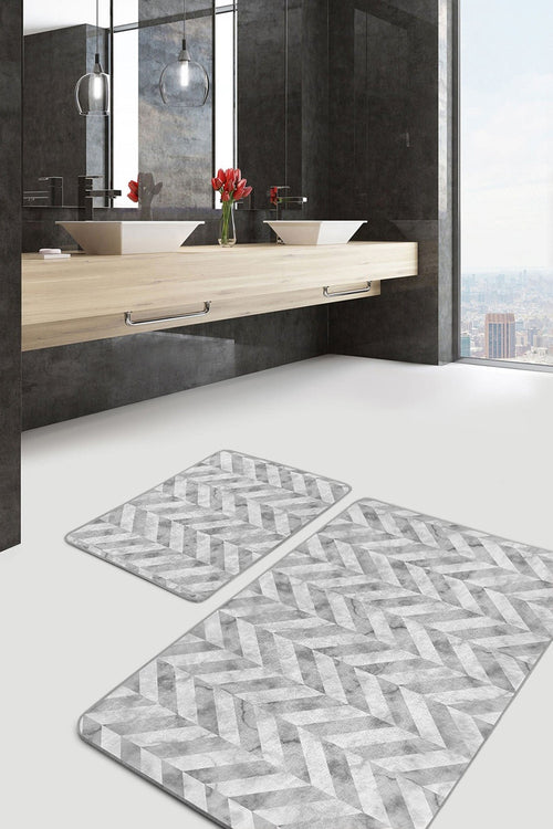 Set di 2 Tappetini da bagno antiscivolo Farah BPS130 Rectangle Multicolore, 100 x 60 cm / 60 x 50 cm (1)