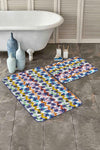 Set di 2 Tappetini da bagno antiscivolo Farah BPS131 Rectangle Multicolore, 100 x 60 cm / 60 x 50 cm