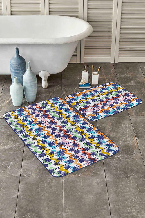 Set di 2 Tappetini da bagno antiscivolo Farah BPS131 Rectangle Multicolore, 100 x 60 cm / 60 x 50 cm