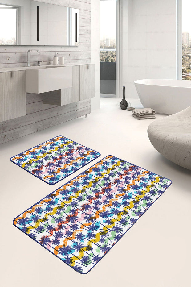 Set di 2 Tappetini da bagno antiscivolo Farah BPS131 Rectangle Multicolore, 100 x 60 cm / 60 x 50 cm (2)