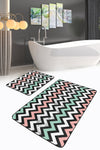 Set di 2 Tappetini da bagno antiscivolo Farah BPS132 Rectangle Multicolore, 100 x 60 cm / 60 x 50 cm