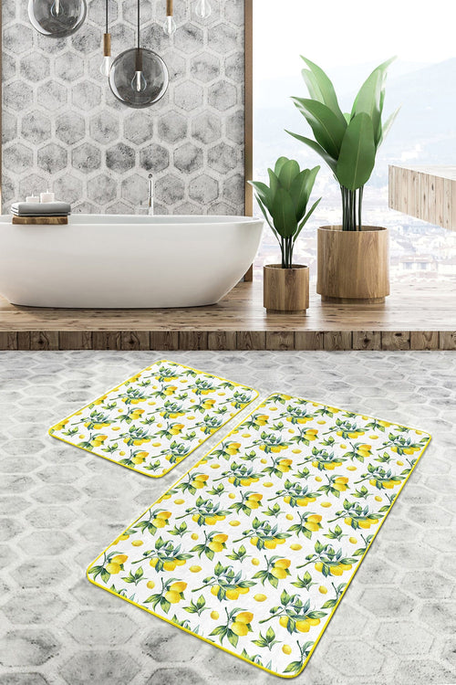 Set di 2 Tappetini da bagno antiscivolo Farah BPS133 Rectangle Multicolore, 100 x 60 cm / 60 x 50 cm (1)