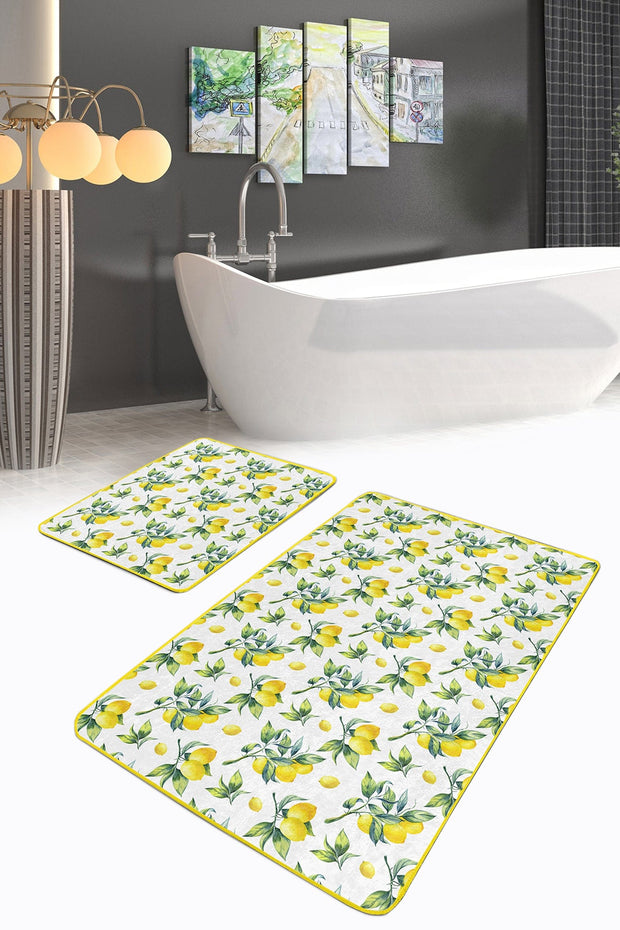 Set di 2 Tappetini da bagno antiscivolo Farah BPS133 Rectangle Multicolore, 100 x 60 cm / 60 x 50 cm (2)
