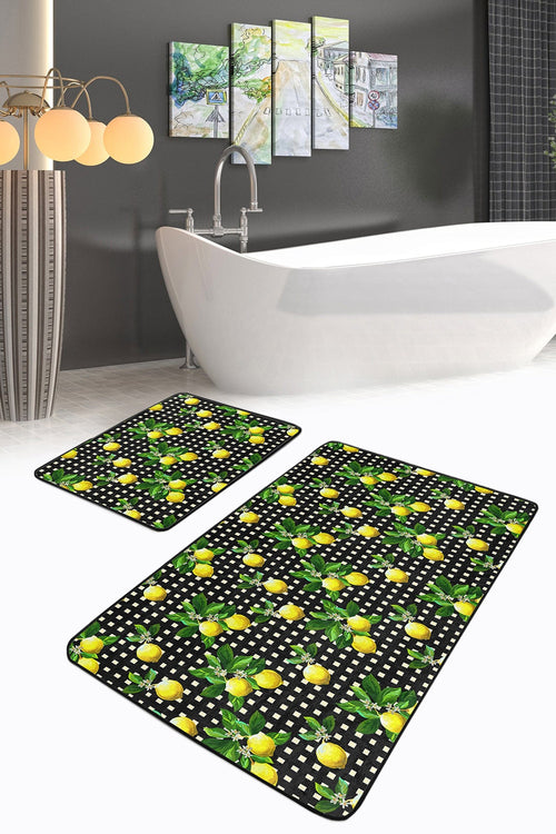 Set di 2 Tappetini da bagno antiscivolo Farah BPS135 Rectangle Multicolore, 100 x 60 cm / 60 x 50 cm (1)