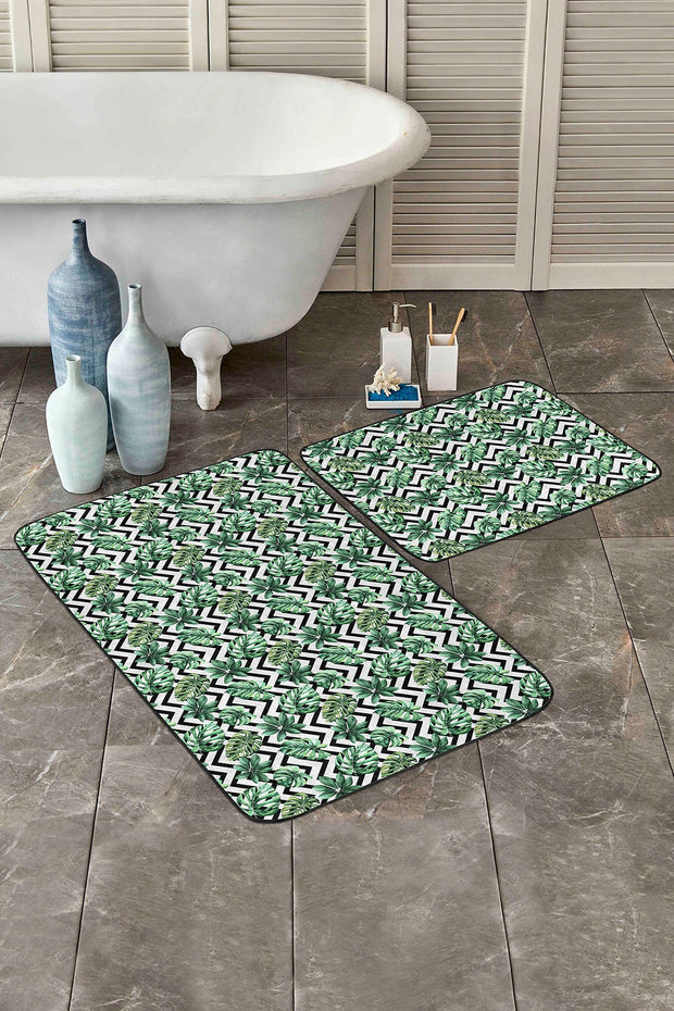 Set di 2 Tappetini da bagno antiscivolo Farah BPS136 Rectangle Multicolore, 100 x 60 cm / 60 x 50 cm (2)