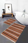 Set di 2 Tappetini da bagno antiscivolo Ferhat BPS367 Rectangle Multicolore, 100 x 60 cm / 60 x 50 cm