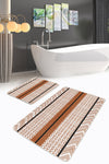 Set di 2 Tappetini da bagno antiscivolo Ferhat BPS368 Rectangle Multicolore, 100 x 60 cm / 60 x 50 cm