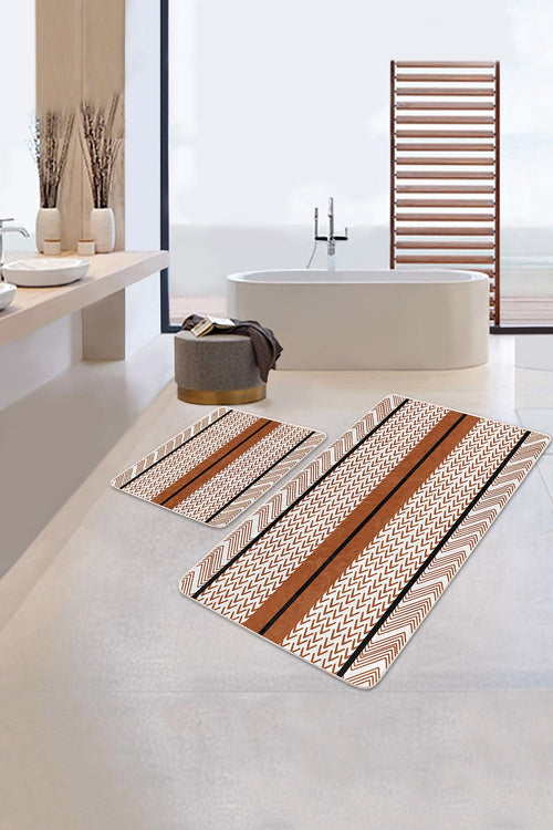 Set di 2 Tappetini da bagno antiscivolo Ferhat BPS368 Rectangle Multicolore, 100 x 60 cm / 60 x 50 cm (1)