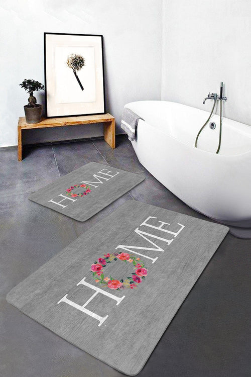 Set di 2 Tappetini da bagno antiscivolo Ferhat BPS371 Rectangle Multicolore, 100 x 60 cm / 60 x 50 cm