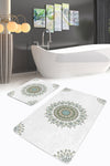 Set di 2 Tappetini da bagno antiscivolo Ferhat BPS372 Rectangle Multicolore, 100 x 60 cm / 60 x 50 cm (1)