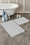 Set di 2 Tappetini da bagno antiscivolo Ferhat BPS373 Rectangle Multicolore, 100 x 60 cm / 60 x 50 cm