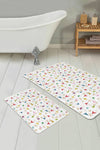 Set di 2 Tappetini da bagno antiscivolo Ferhat BPS374 Rectangle Multicolore, 100 x 60 cm / 60 x 50 cm