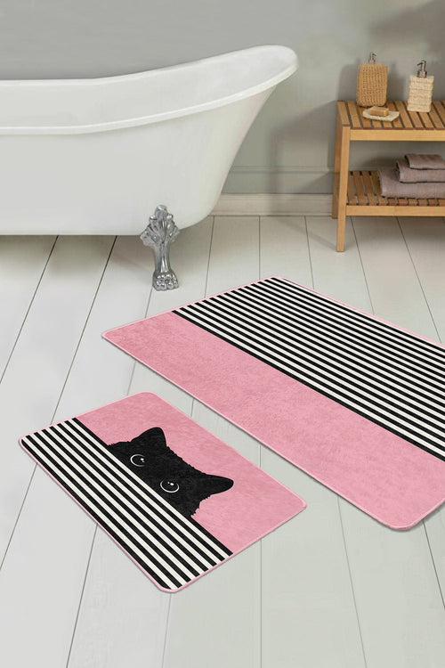 Set di 2 Tappetini da bagno antiscivolo Gulgun BPS437 Rectangle Multicolore, 100 x 60 cm / 60 x 50 cm