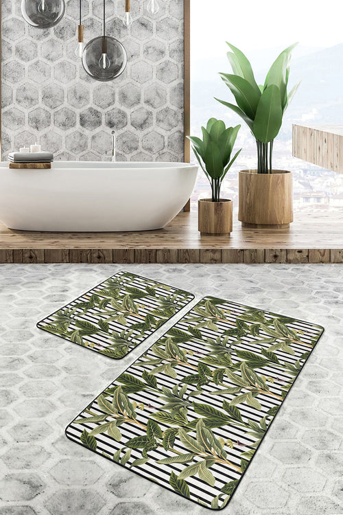 Set di 2 Tappetini da bagno antiscivolo Gulgun BPS438 Rectangle Multicolore, 100 x 60 cm / 60 x 50 cm