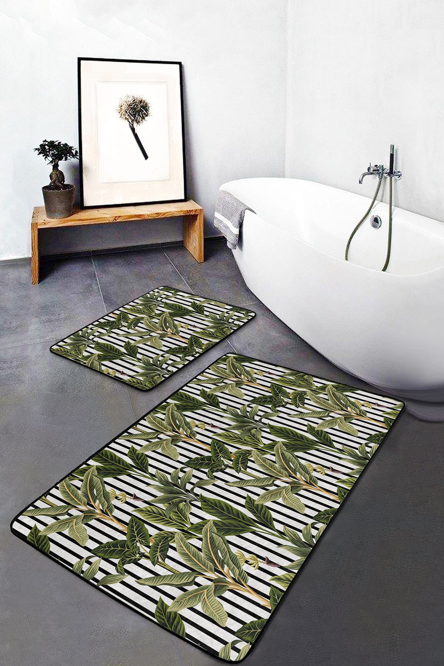 Set di 2 Tappetini da bagno antiscivolo Gulgun BPS438 Rectangle Multicolore, 100 x 60 cm / 60 x 50 cm (2)