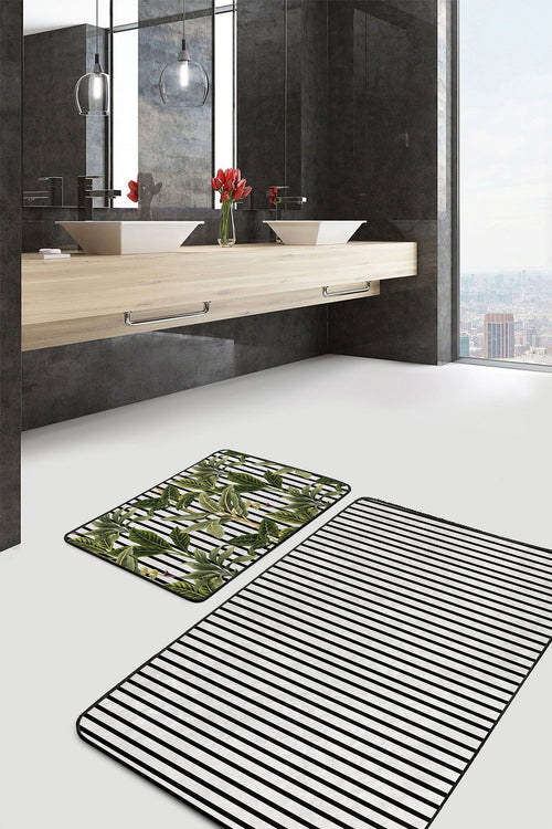 Set di 2 Tappetini da bagno antiscivolo Gulgun BPS439 Rectangle Multicolore, 100 x 60 cm / 60 x 50 cm (1)