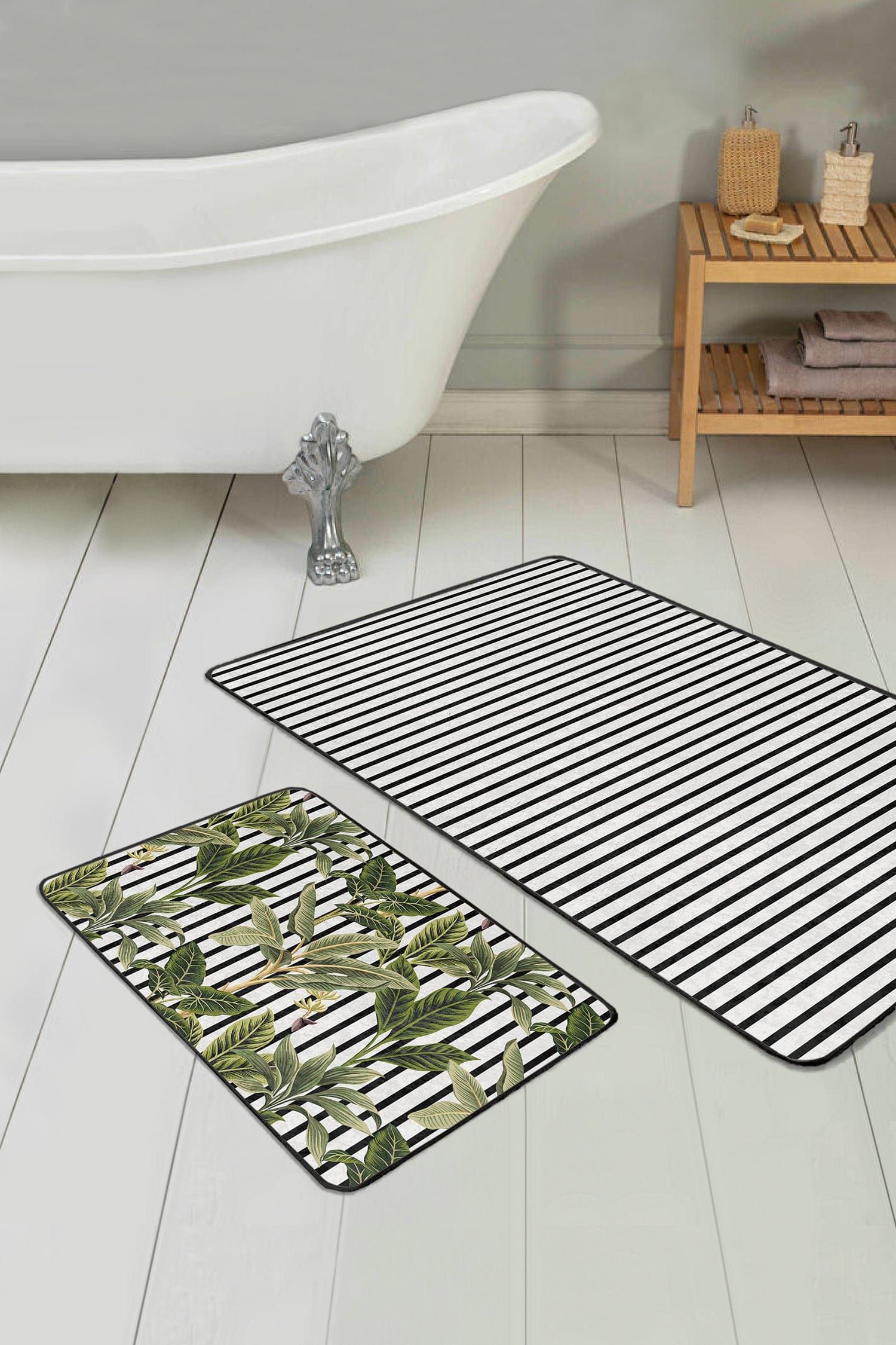 Set di 2 Tappetini da bagno antiscivolo Gulgun BPS439 Rectangle Multicolore, 100 x 60 cm / 60 x 50 cm (2)