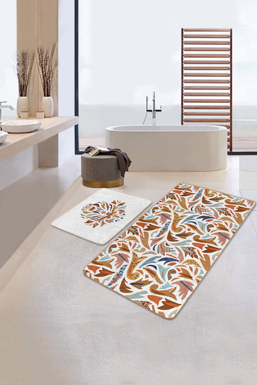 Set di 2 Tappetini da bagno antiscivolo Gulgun BPS440 Rectangle Multicolore, 100 x 60 cm / 60 x 50 cm