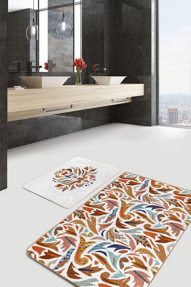 Set di 2 Tappetini da bagno antiscivolo Gulgun BPS440 Rectangle Multicolore, 100 x 60 cm / 60 x 50 cm (2)
