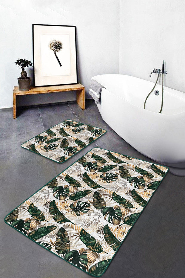 Set di 2 Tappetini da bagno antiscivolo Gulgun BPS441 Rectangle Multicolore, 100 x 60 cm / 60 x 50 cm (2)