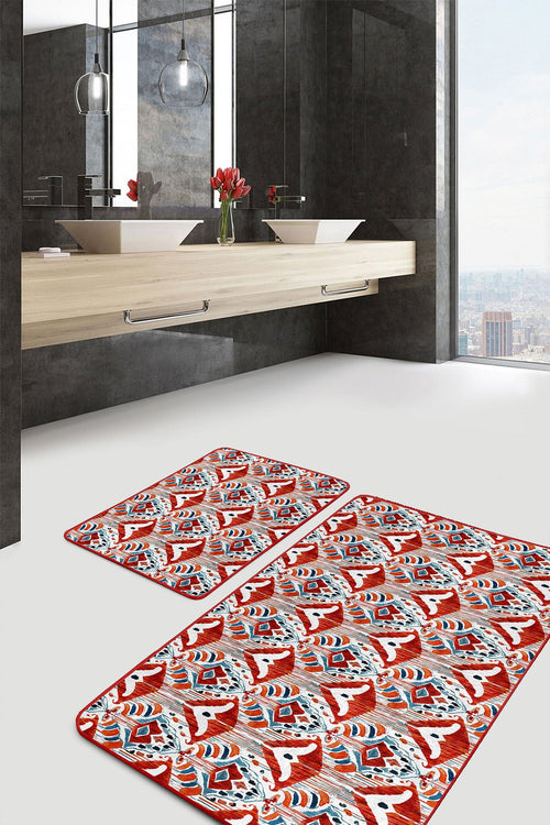 Set di 2 Tappetini da bagno antiscivolo Gulgun BPS442 Rectangle Multicolore, 100 x 60 cm / 60 x 50 cm (1)