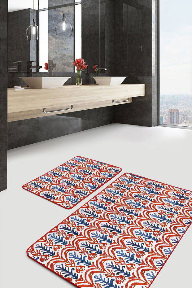 Set di 2 Tappetini da bagno antiscivolo Gulgun BPS443 Rectangle Multicolore, 100 x 60 cm / 60 x 50 cm (2)