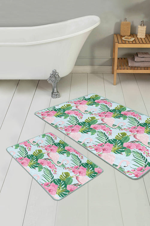 Set di 2 Tappetini da bagno antiscivolo Guven BPS517 Rectangle Multicolore, 100 x 60 cm / 60 x 50 cm