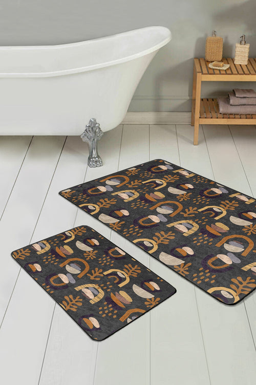 Set di 2 Tappetini da bagno antiscivolo Guven BPS520 Rectangle Multicolore, 100 x 60 cm / 60 x 50 cm